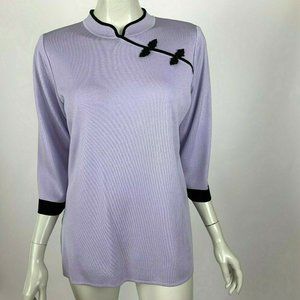 Exclusively Misook Acrylic Knit Top Purple Black